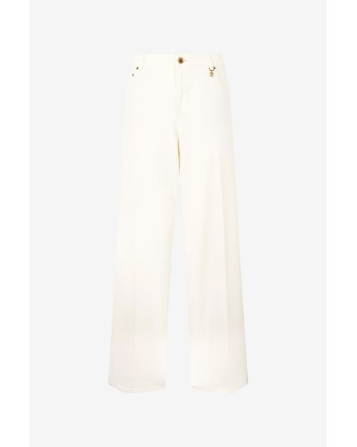 Pantalon Palazzo À Imprimé Python Roberto Cavalli en coloris White