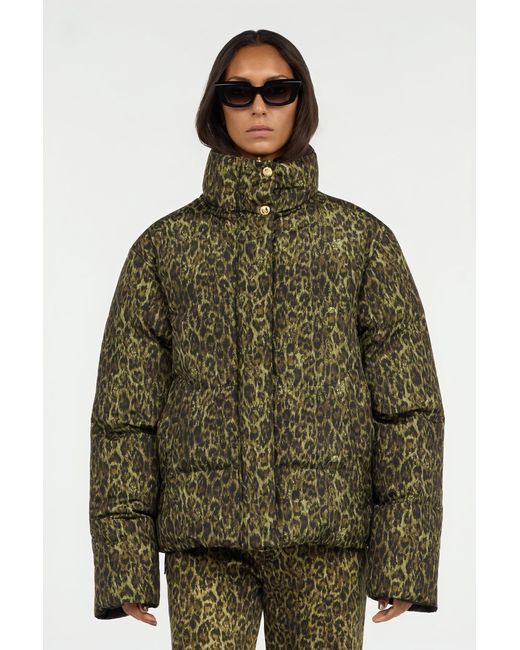 Roberto Cavalli Black Leopard Jacquard Print Reversible Puffer Jacket