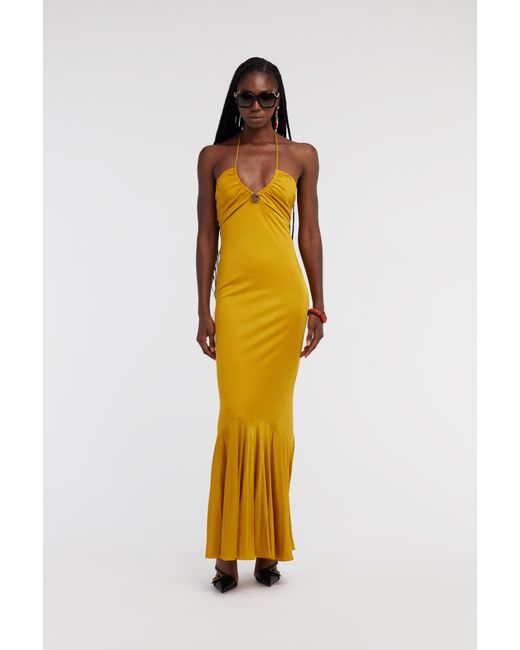 Roberto Cavalli Metallic Off-Shoulder Dress