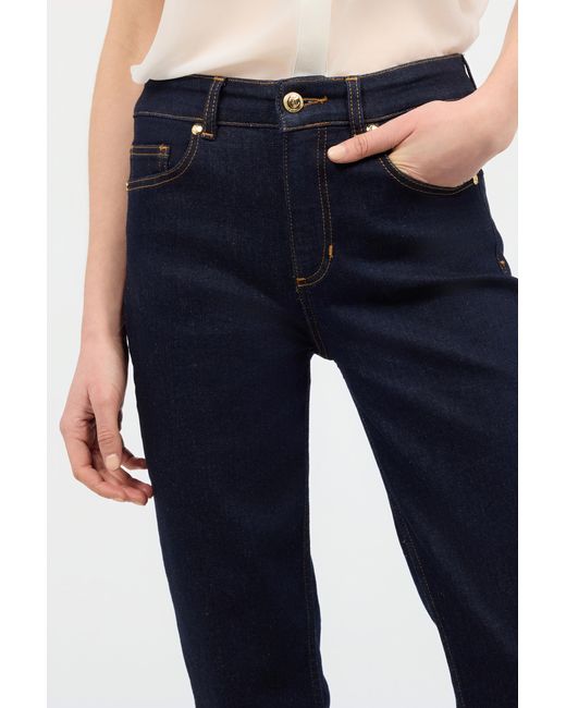 Roberto Cavalli Blue Straight-Leg Jeans With Embroidered Logo