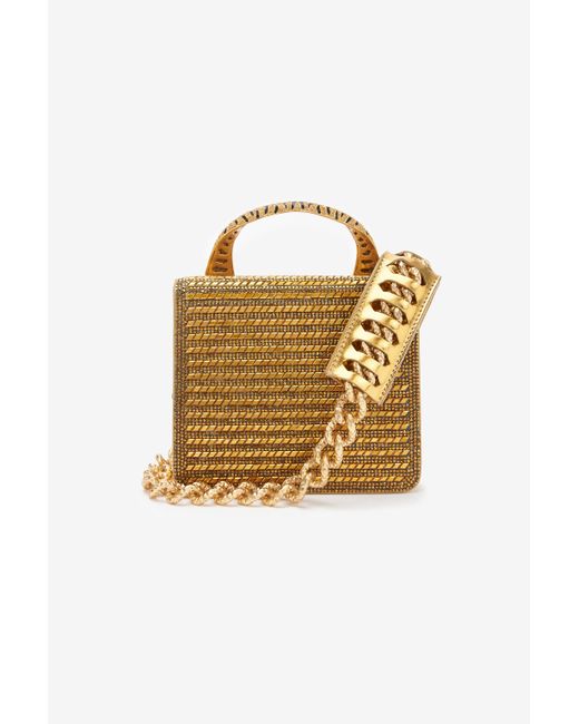 Roberto Cavalli Metallic Mini Roar Bag With Crystals