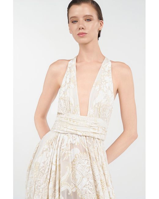 Roberto Cavalli White Long Dress With Ornamental Motif