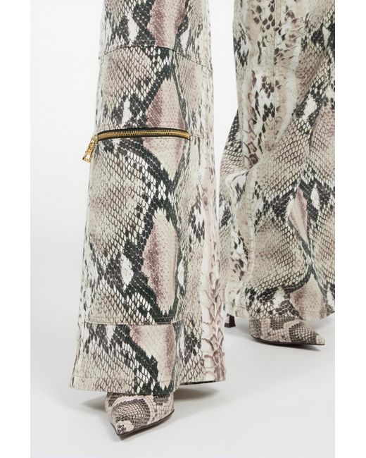 Roberto Cavalli Multicolor Rock Cargo Jeans With Python Print