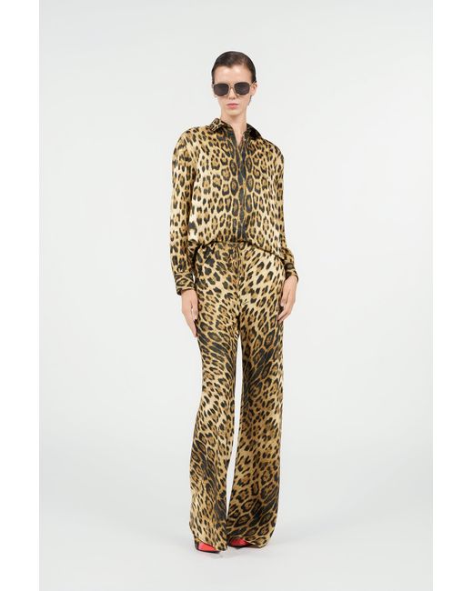 Roberto Cavalli Multicolor Leopard Print Palazzo Pants