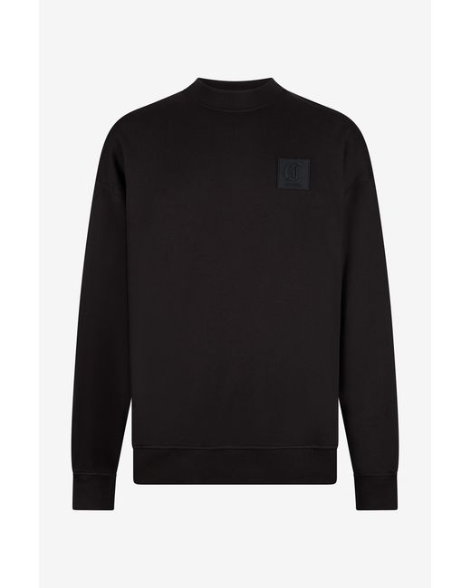 Roberto Cavalli Black Sweatshirt With Tonal Logo Patch for men
