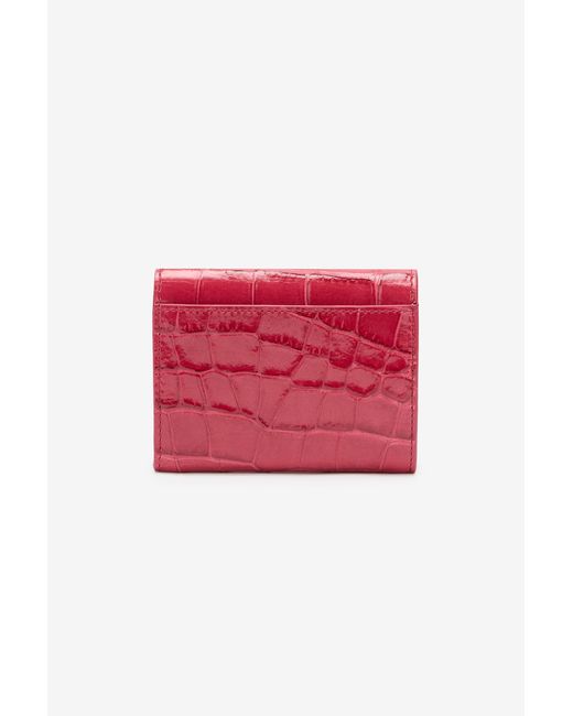 Roberto Cavalli Red Crocodile-Effect Square Card Holder