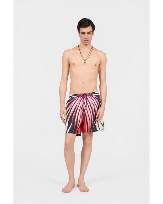 Roberto Cavalli Red Ray Of Paradise Print Swimsuit for men