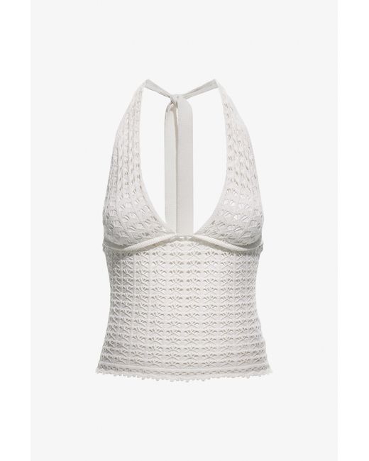 Roberto Cavalli White Crochet Halter Top
