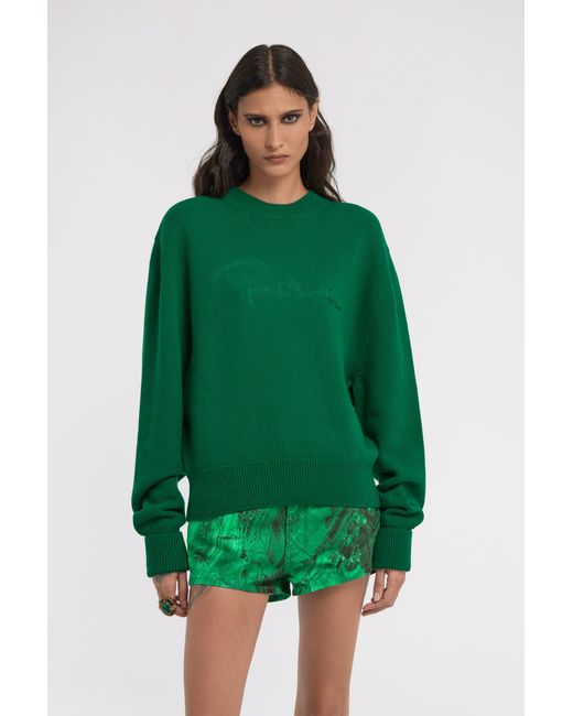 Roberto Cavalli Green Kurzer Strickpullover