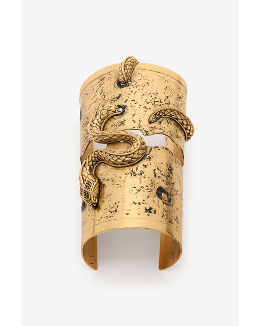 Roberto Cavalli Metallic Antiqued Cuff Bracelet With Snake