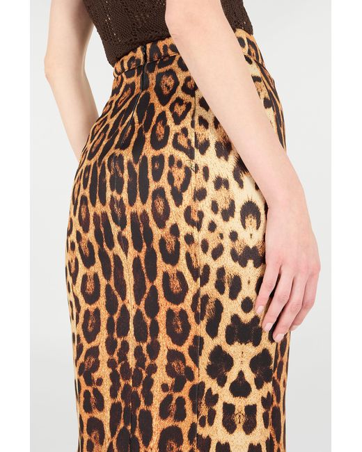 Roberto Cavalli Natural Pencil Skirt With Jaguar Skin Print
