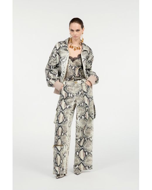 Roberto Cavalli Multicolor Rock Cargo Jeans With Python Print