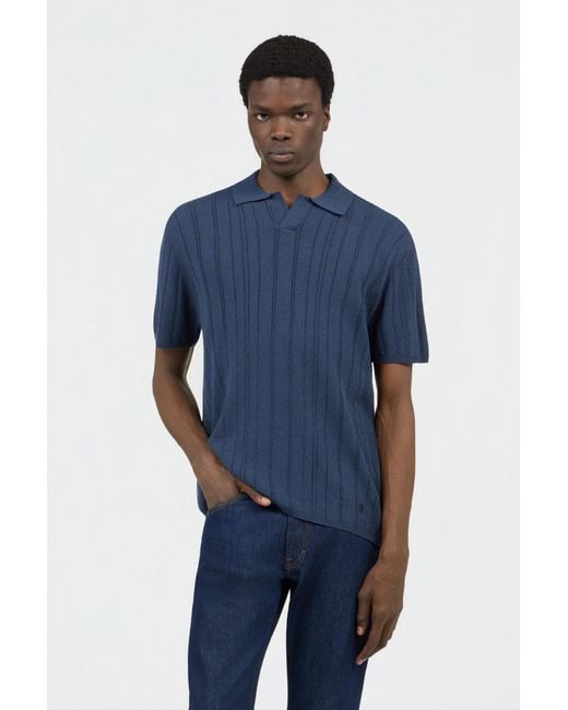 Roberto Cavalli Blue Ribbed Polo for men