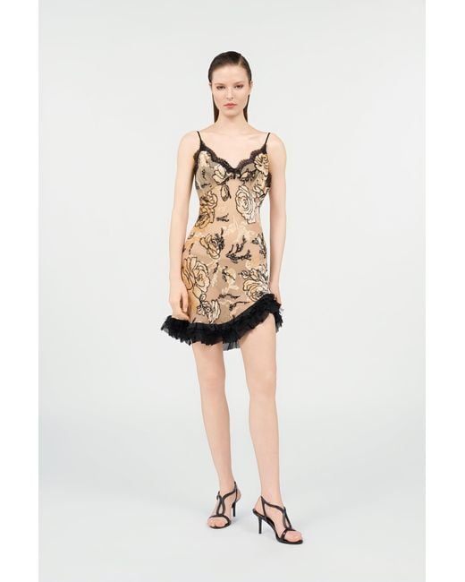 Roberto Cavalli White Floral Devoré Silk Dress Mini