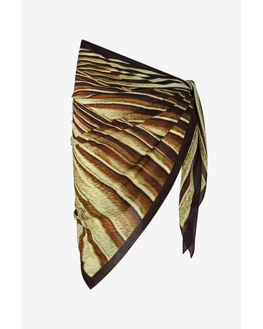 Roberto Cavalli Multicolor Silk Pareo With Iside Print