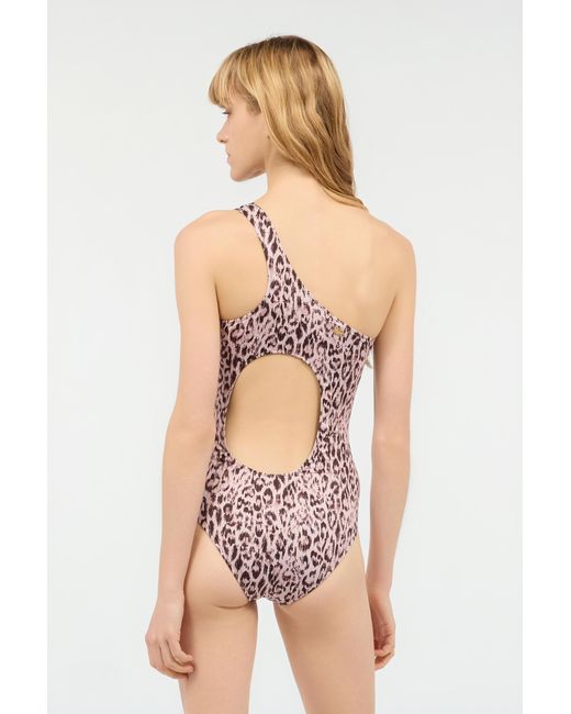 Roberto Cavalli White One-Piece Swimsuit With Jaguar Skin Print