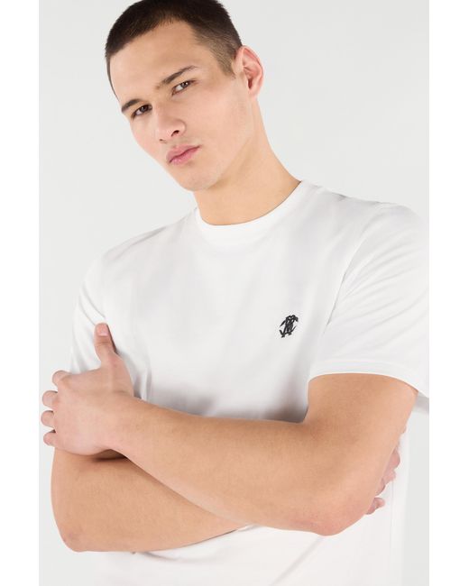Roberto Cavalli White T-Shirt With Mirror Snake Monogram for men