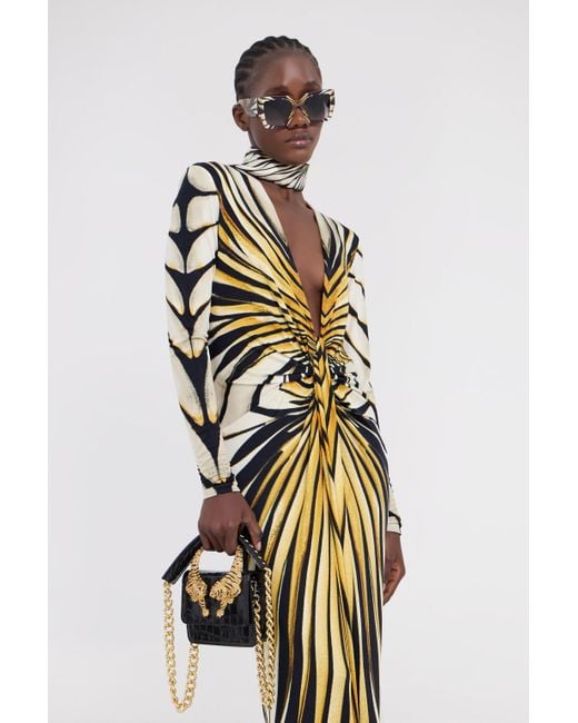 Roberto Cavalli White Ray Of Print Maxi Dress