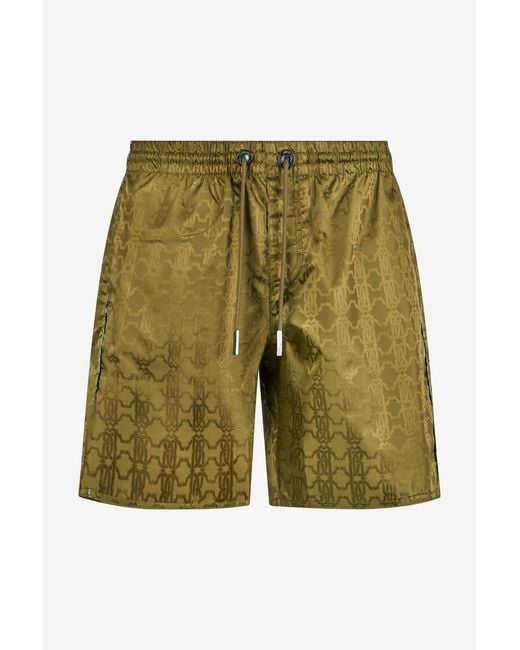 Roberto Cavalli Green Monogram Rc Print Swim Short for men