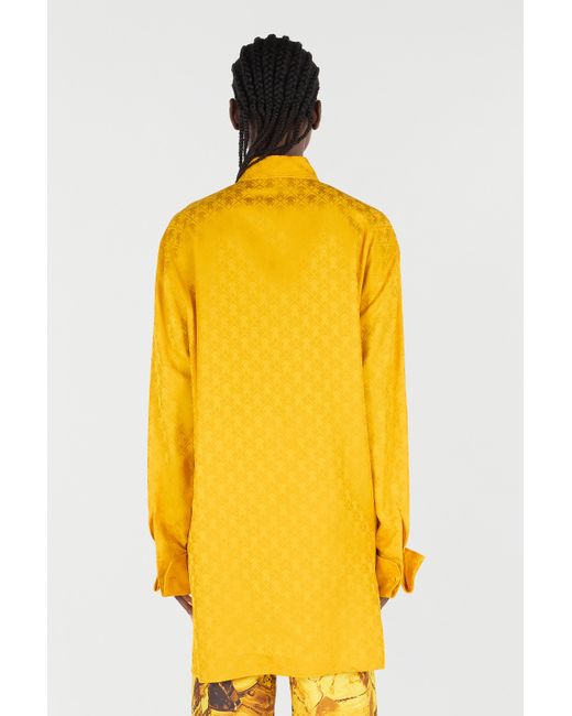 Roberto Cavalli Yellow Shirt With Mirror Snake Monogram
