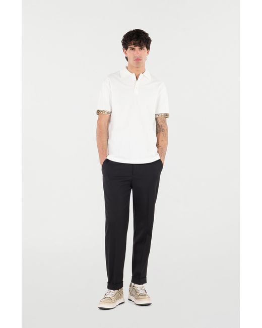 Roberto Cavalli White Polo With Jaguar Skin Details for men