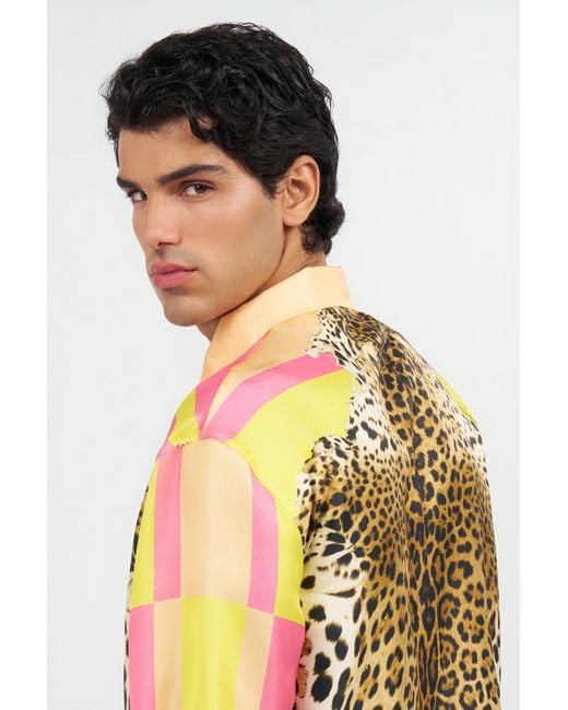 Roberto Cavalli Pink Cavalli Pop Print Silk Shirt for men