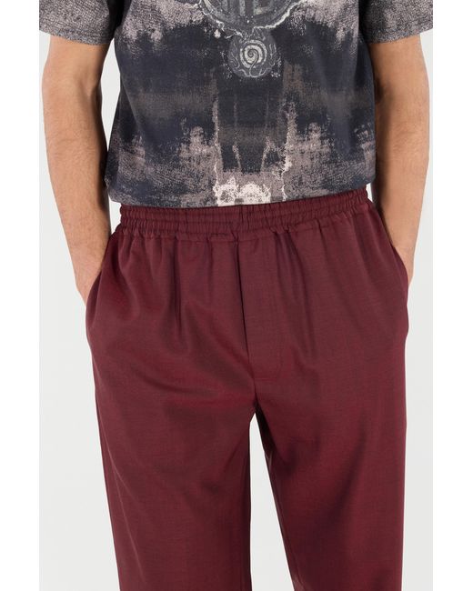 Roberto Cavalli Red Loose Virgin Wool Pants for men