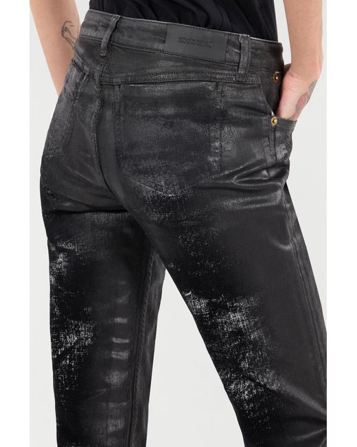 Roberto Cavalli Black Distressed-Effect Python Skin Jeans