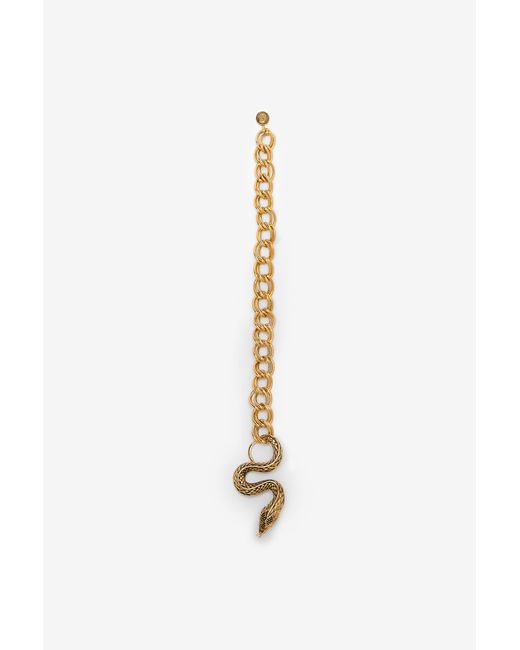 Roberto Cavalli White Antique Chain Belt With Snake Detail