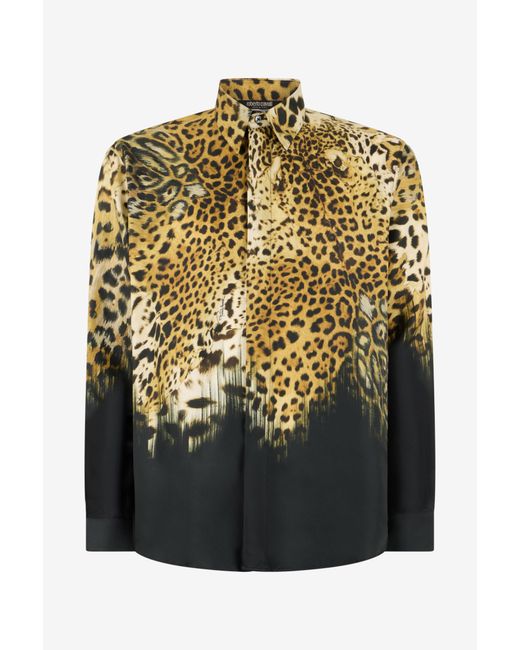 Roberto Cavalli Multicolor Jaguar Skin Print Shirt for men
