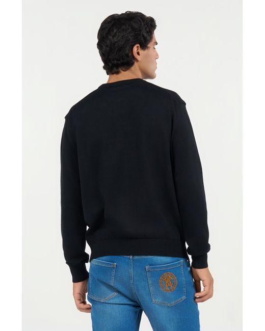 Roberto Cavalli Black Cotton Sweater for men