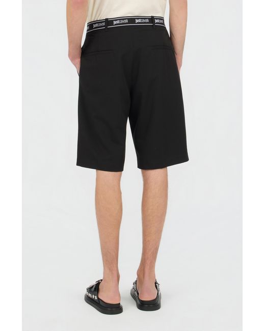Roberto Cavalli Black Bermuda Shorts With Logo for men