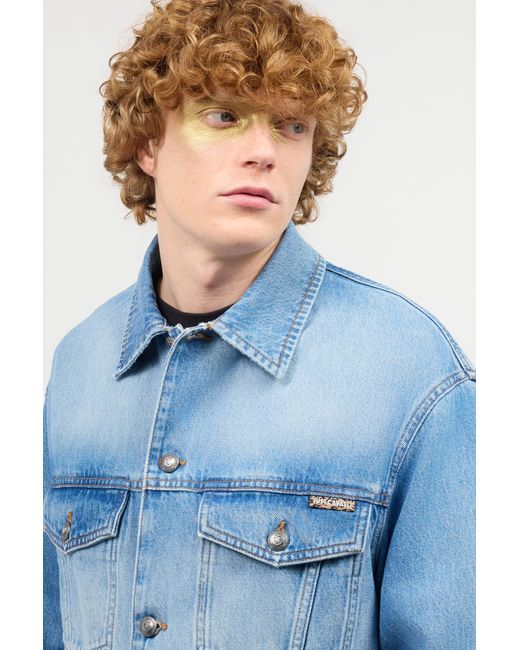 Roberto Cavalli Blue Denim Jacket With Lettering for men