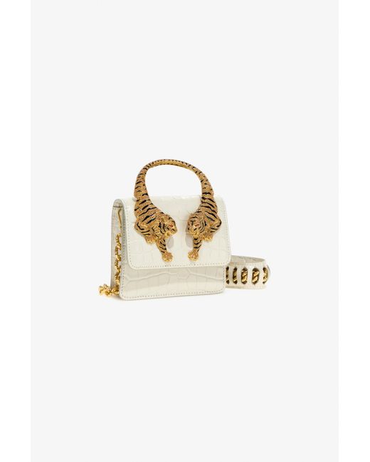 Borsa A Spalla Roar Piccola Con Tigri Gioiello di Roberto Cavalli in Metallic