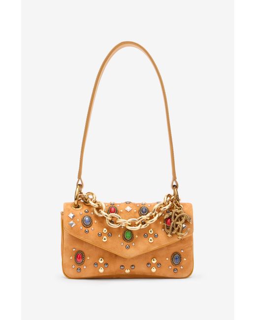 Roberto Cavalli White Small Bag With Stones And Chain