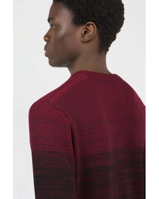 Roberto Cavalli Red Burgundy Dégradé Cotton Sweater for men
