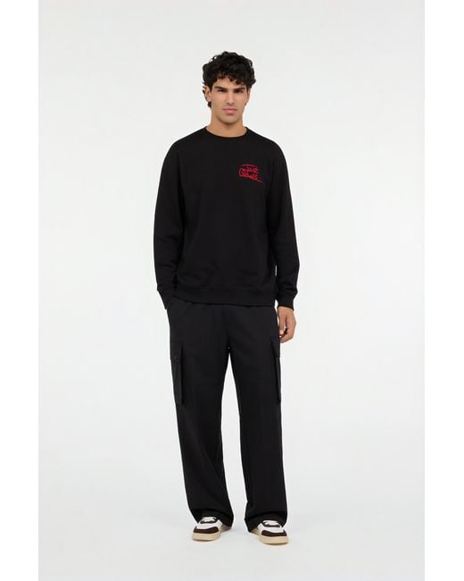 Roberto Cavalli Black Crewneck Sweatshirt With Embroidered Logo for men