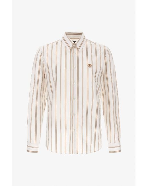 Roberto Cavalli White Striped Shirt for men