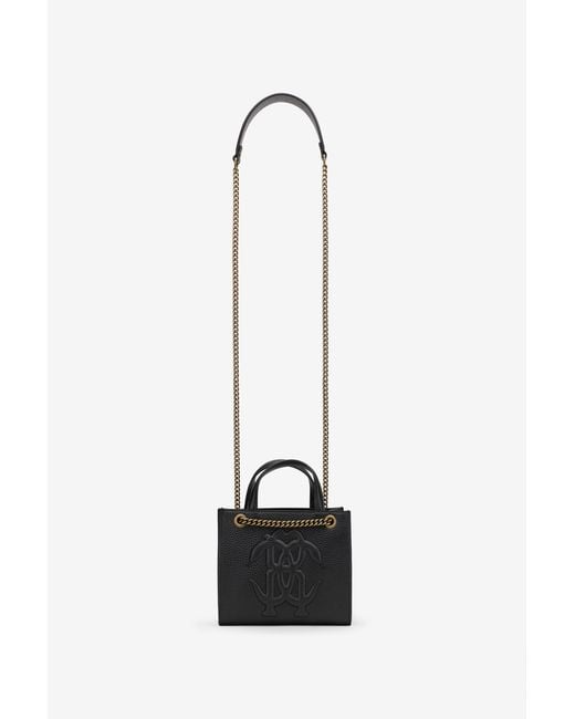 Mini Borsa A Spalla Nera Con Monogram Rc di Roberto Cavalli in White