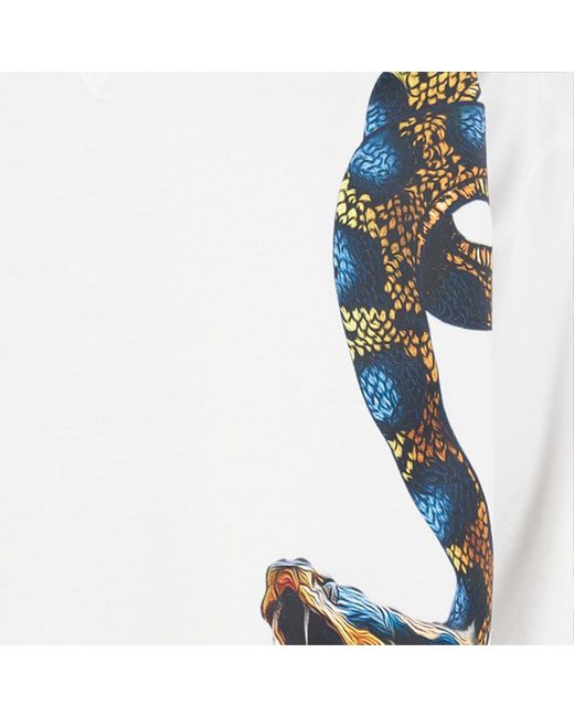 Roberto Cavalli White Oversized T-Shirt With Snake Print for men
