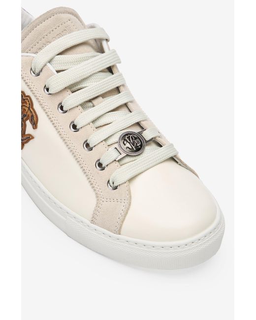 Roberto Cavalli Multicolor Sneakers With Python Back And Patch for men
