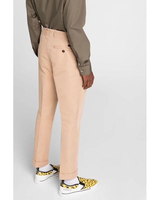 Roberto Cavalli White Pleat-Detail Straight-Leg Trousers for men