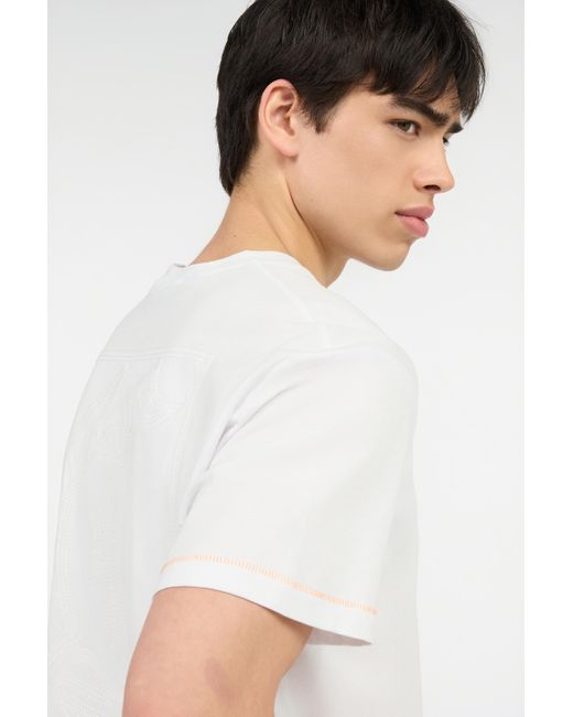 Roberto Cavalli White T-Shirt With Jc Monogram And Contrasting Topstitching for men