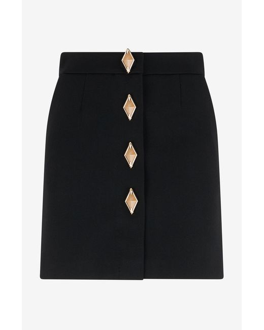 Roberto Cavalli Black Miniskirt With Jewel Buttons