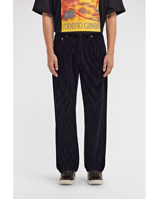 Roberto Cavalli Blue Printed Jeans for men