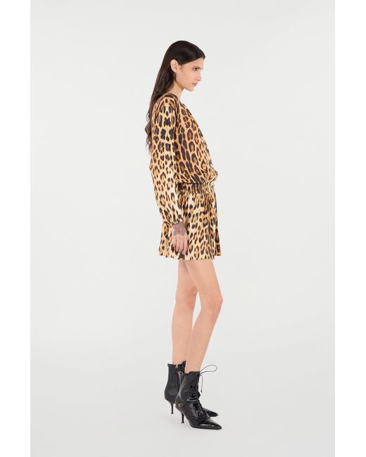 Roberto Cavalli Brown Short Dress With Jaguar Skin Print