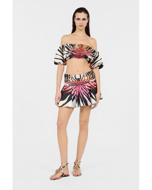 Roberto Cavalli Red Ray Of Paradise Print Crop Top