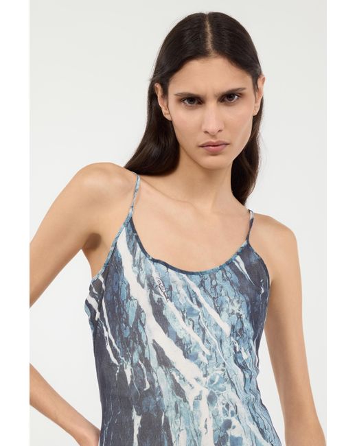 Rubane Print Midi Dress Roberto Cavalli en coloris Blue
