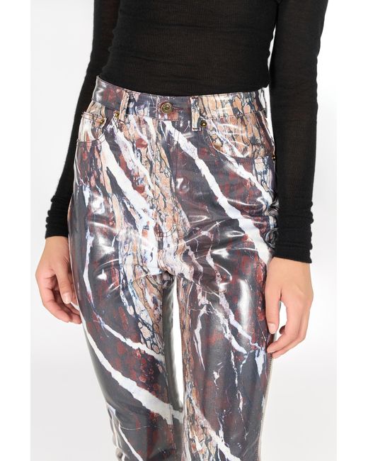 Roberto Cavalli White Skinny Trousers With Marble Print