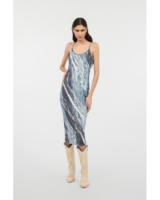Rubane Print Midi Dress Roberto Cavalli en coloris Blue